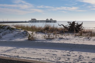 Fishing pier in the Gulf of Mexico at Gulfport, Mississippi, USA