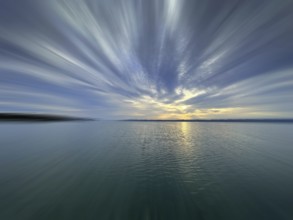 Evening mood, Lake Starnberg, zoom effect, Bavaria, Germany