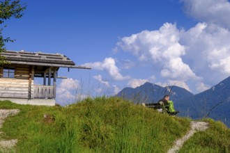 At the summit, Magdalena Neuner Weg, Krepelschrofen, Wallgau, Werdenfelser Land, Upper Bavaria,