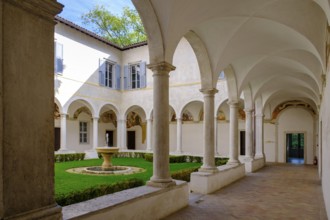Cloister, Church of Santa Maria Inviolata, Riva del Garda, Lake Garda, Trentino, Italy