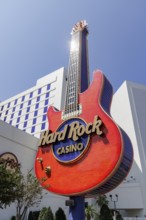 Neon guitar sign in front of the Hard Rock Casino along Highway 90 in Biloxi, Mississippi