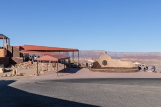 Entrance sign at Grand Canyon West on the Hualapai Native American Reservation near Peach Springs,