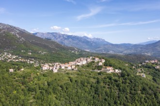 Typical mountain village, Riventosa, Corsica, France
