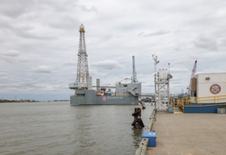 Ocean Star Offshore Drilling Rig and Museum in the Galveston Channel at Galveston, Texas