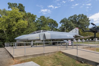 Captain Ed Yeilding's f4 Phantom aircraft and an Apache heilcopter on display at the Veterans