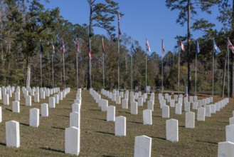 Headstones of many confederate soldiers at the Enterprise Confederate Cemetery in Enterprise,