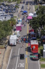 Guests purchasing food from food trucks at the Biloxi Seafood Festival in Biloxi, Mississippi