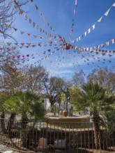 Plaza Ruedo Alamda, fountain, early spring, Ronda, Andalusia, Spain