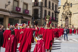 Drum and trumpet band parading through the streets of Ubeda during the celebration of the