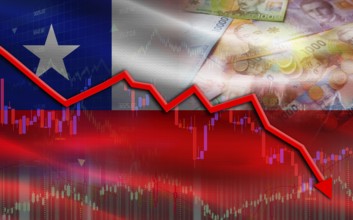 Chile financial fall on economy market. Chile financial crisis on economic graph