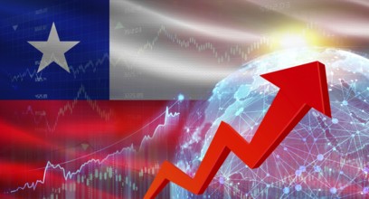 Global financial growth with Chile flag. Financial growth with Chile flag on economic background