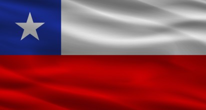 Chilean flag with fabric texture. Realistic flag of Chile waving