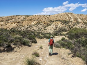 Hiking woman, Tabernas desert, Desierto de Tabernas, Andalusia, Spain