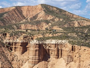View over the Gorafe desert, colorful canyons, rock formations, Gorafe Desert, UNESCO Granada