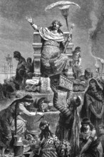The end of Greek civilisation, Croesus on his funeral pyre after his defeat in Turkey against the