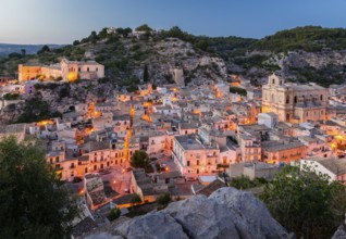 Twilight, Old Town, Scicli, UNESCO World Heritage Site, Province of Ragusa, Sicily, Italy
