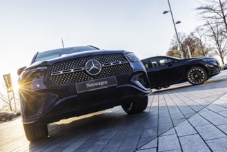 New cars from Mercedes at the Stuttgart branch. Stuttgart, Baden-Württemberg, Germany