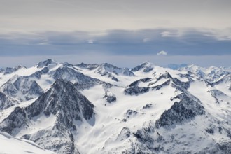 Views of snowy summits of the Ötztal Alps in winter, Tyrol, Austria