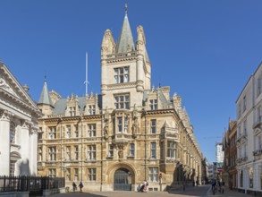Tower of the Waterhouse Building, Gonville and Caius College, King's Parade, Cambridge, England,