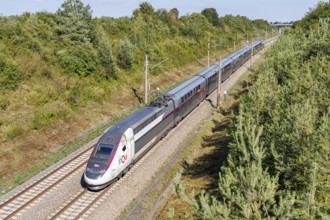 SNCF TGV Duplex train on the new Mannheim-Stuttgart line in Möglingen, Germany