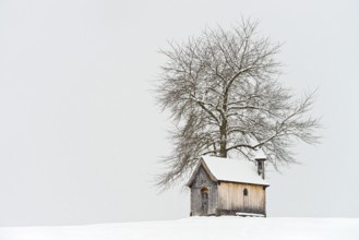 Kupfererkapelle in snow, chapel, snowing, Gallzein, Tyrol, Austria