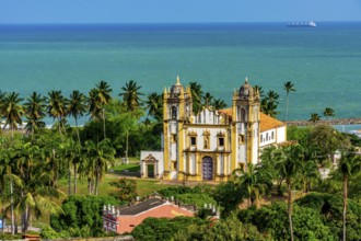 Historic church on the seafront in the historic city of Olinda in Pernambuco, Olinda, Pernambuco,