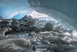 Ice cover in the glacier cave, Glacier Gate, Zinal Glacier, Zinal, Val d' Anniviers, Valais,