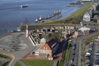 Strandhalle, Lighthouse Minaret, Zoo am Meer, Weser, Havenwelten, View from the observation deck of