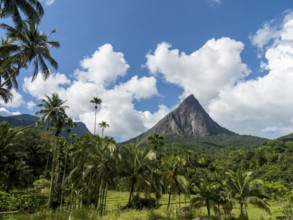 Knuckles mountain range with Lakegala mountain and rocks, Meemure, Sri Lanka