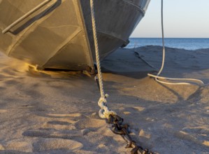 Small fishing boats on the beach, Baabe, Rügen, Mecklenburg-Vorpommern, Germany
