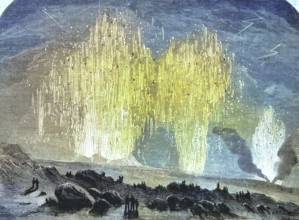 The Eruption of the Volcano Vesuvius 1858, Italy, Historical, digitally restored reproduction of an