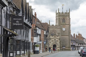 Half-timbered houses, Guild Chapel, Stratford-upon-Avon, England, Great Britain