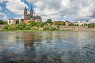 The Gothic Magdeburg Cathedral on the River Elbe, Magdeburg, Saxony-Anhalt, Germany