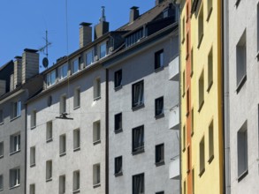 Street with several apartment blocks in Wuppertal, Germany
