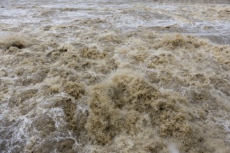 Symbolic image Extreme weather, global warming, climate change, floods, Neckar river, Poppenweiler,