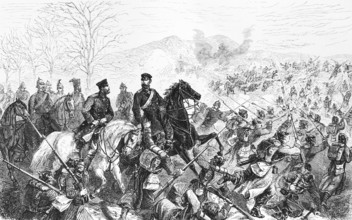 Prince Frederick Charles of Prussia at the Battle of Le Mans, France, French General Chanzy,