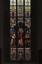 Interior view, late Gothic stained glass window, church window, parish church, parish church of St
