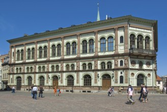 Art Nouveau façade of the stock exchange on Cathedral Square, Old Town of Riga, Latvia