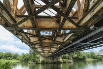 The old railway bridge being converted into the Fiesta Bridge over the Váh River, Capital of