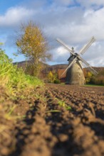 View of the Eisbergen windmill or Röckemann's mill, Porta Westfalica, Minden Lübbecke district,
