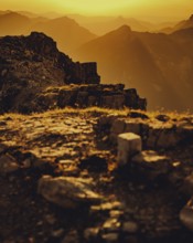 Thaneller summit at sunset in the Lechtal valley in Tyrol with a wonderful view of the surrounding