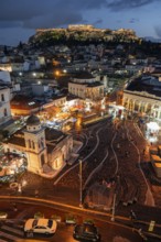 View over the old town of Athens, with Panagia Pantanassa Church, Tzisdarakis Mosque and Acropolis,