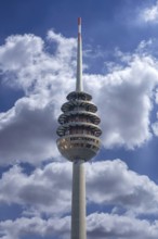 TV tower, cloudy sky, Nuremberg, Middle Franconia, Bavaria, Germany