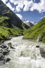 View of Großer Schober and Rötspitze, river Isel in Umbaltal, Hohe Tauern National Park, East