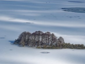 There is snow on the frozen Schaalsee near Zarrentin in the UNESCO Schaalsee Biosphere Reserve. In