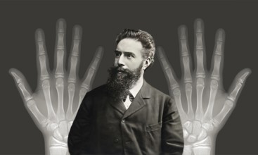Portrait of Wilhelm Conrad Röntgen, 1845 – 1923, German mechanical engineer and physicist,