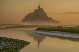 France, Normandy, Le Mont-Saint-Michel at sunrise, Normandy, France