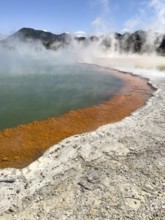 Champagne Pool at the Waiotapu Thermal Track in the colourful geothermal area of Waiotapu Thermal
