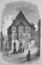 The Hotel zum Riesen in Miltenberg in 1869, one of the oldest inns, Lower Franconia, Bavaria,