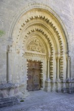 Notre Dame de Ganagobie Abbey main portal on the west façade, Ganagobie, Alpes-de-Haute-Provence,